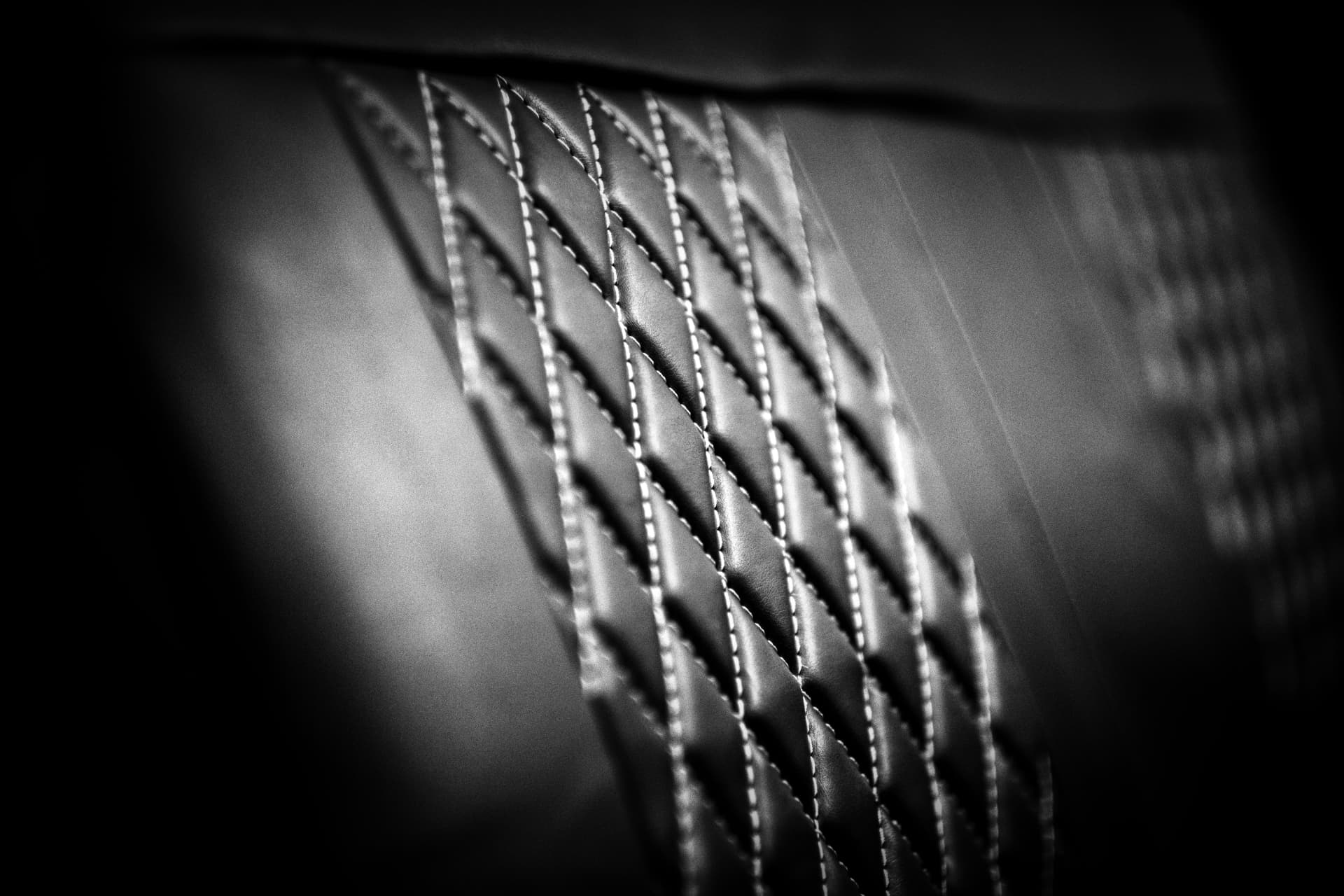 Close detail of a stitched leather panel