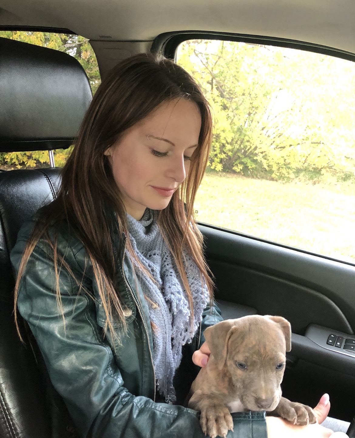 Bringing a pup home in the truck